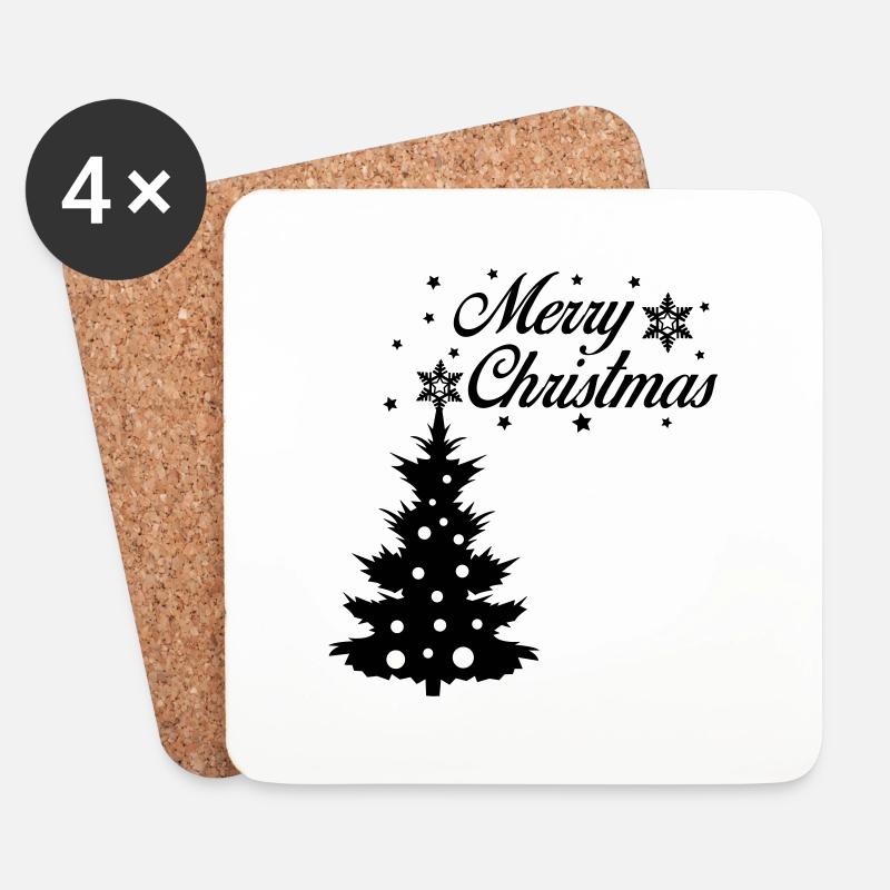 Merry Christmas - Untersetzer (4er-Set) - Weiß