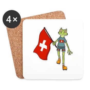 Grenouille suisse - Dessous de verre (lot de 4) - blanc - Devant