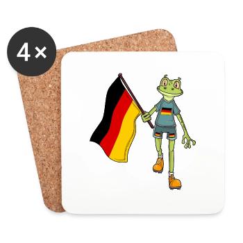 German Fan Frog - Coasters (set of 4) - white - Front