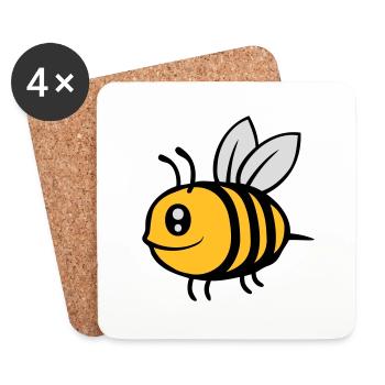Mignonne petite abeille de dessin animé - Dessous de verre (lot de 4) - blanc - Devant