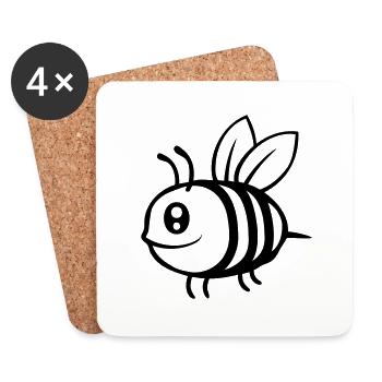 Little cute cartoon bee - Coasters (set of 4) - white - Front
