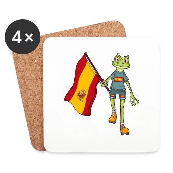 Spain Fan Frog - Coasters (set of 4) - white - Front