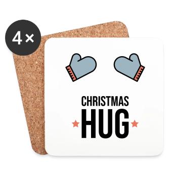 Weihnachten Umarmung Winter Handschuhe Geschenk - Untersetzer (4er-Set) - Weiß - Vorne