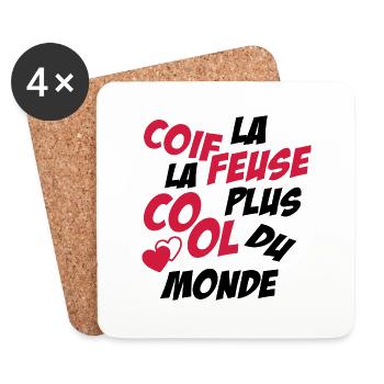coiffeuse la plus cool du monde / cadeau coiffeuse - Dessous de verre (lot de 4) - blanc - Devant