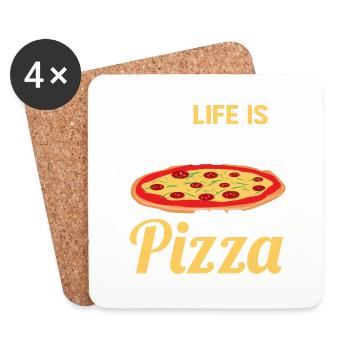 La vie est de courte durée Pizza Pizza Lover Fête à thème - Dessous de verre (lot de 4) - blanc - Devant