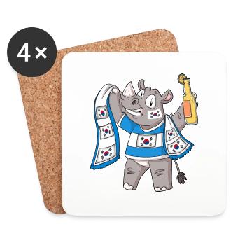 Rhino Fan Corée du Sud - Dessous de verre (lot de 4) - blanc - Devant