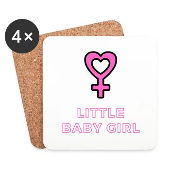 Annonce de bébé - Filles - Grossesse - Dessous de verre (lot de 4) - blanc - Devant