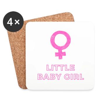 Annonce de bébé - Filles - Grossesse - Dessous de verre (lot de 4) - blanc - Devant