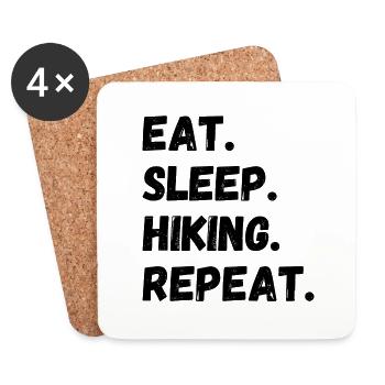 Eat Sleep Hiking Repeat - Untersetzer (4er-Set) - Weiß - Vorne