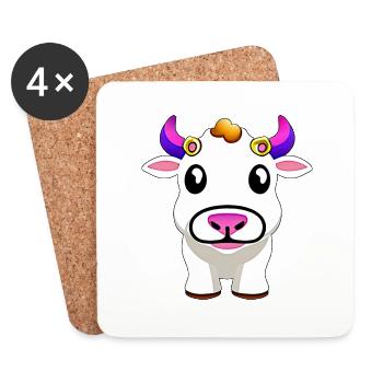 Kuh süß Tier Bauernhof lustig Kühe Tiere neu 1 - Untersetzer (4er-Set) - Weiß - Vorne
