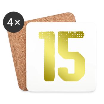 Maillot 15 Numéro - Dessous de verre (lot de 4) - blanc - Devant