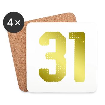 31 Maillot numéro - Dessous de verre (lot de 4) - blanc - Devant