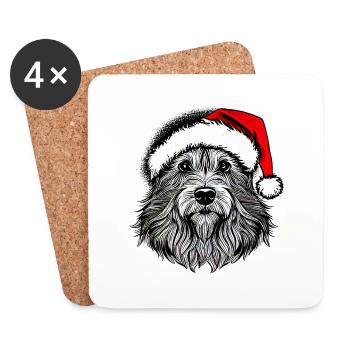 Weihnachten Hund süß lustig Hunde Tier Welpe 16 - Untersetzer (4er-Set) - Weiß - Vorne
