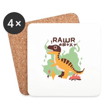 Dinosaurier Retro Asia - Untersetzer (4er-Set) - Weiß - Vorne