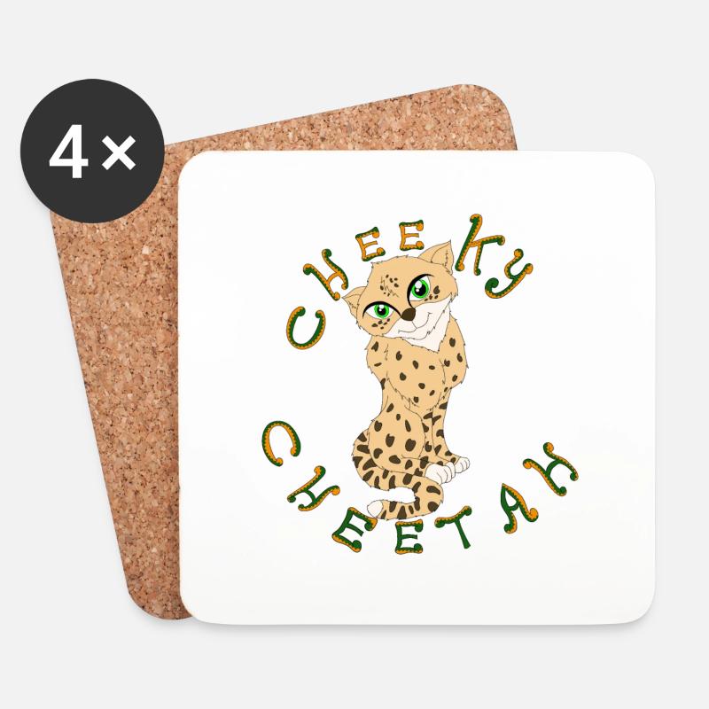 Cheeky Cheetah T-Shirt print - Untersetzer (4er-Set) - Weiß