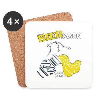 Sternzeichen Wassermann Aquarius Bier Geschenk - Untersetzer (4er-Set) - Weiß - Vorne