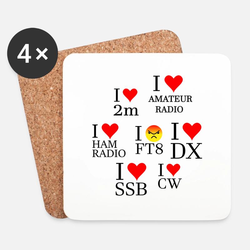Liebe ssb, cw, dx, 2m, Amateurfunk, mag ft8 emot nicht - Untersetzer (4er-Set) - Weiß