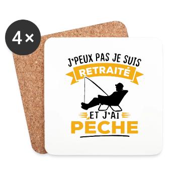 J'peux pas je suis retraité et j'ai pêche - Dessous de verre (lot de 4) - blanc - Devant