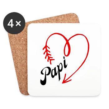 papi cœur - Dessous de verre (lot de 4) - blanc - Devant