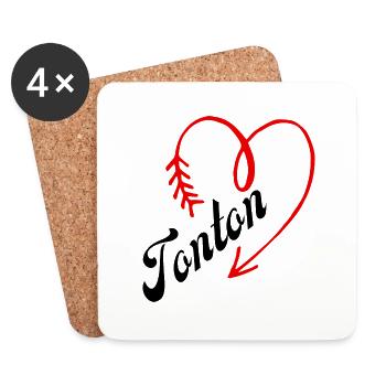 tonton cœur - Dessous de verre (lot de 4) - blanc - Devant