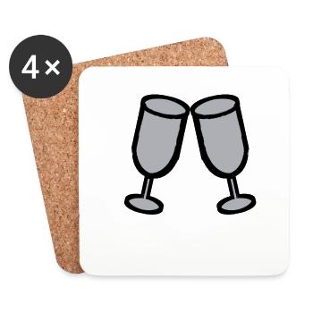 Vin Buveur de vin Cadeau Idée cadeau Wine Time - Dessous de verre (lot de 4) - blanc - Devant