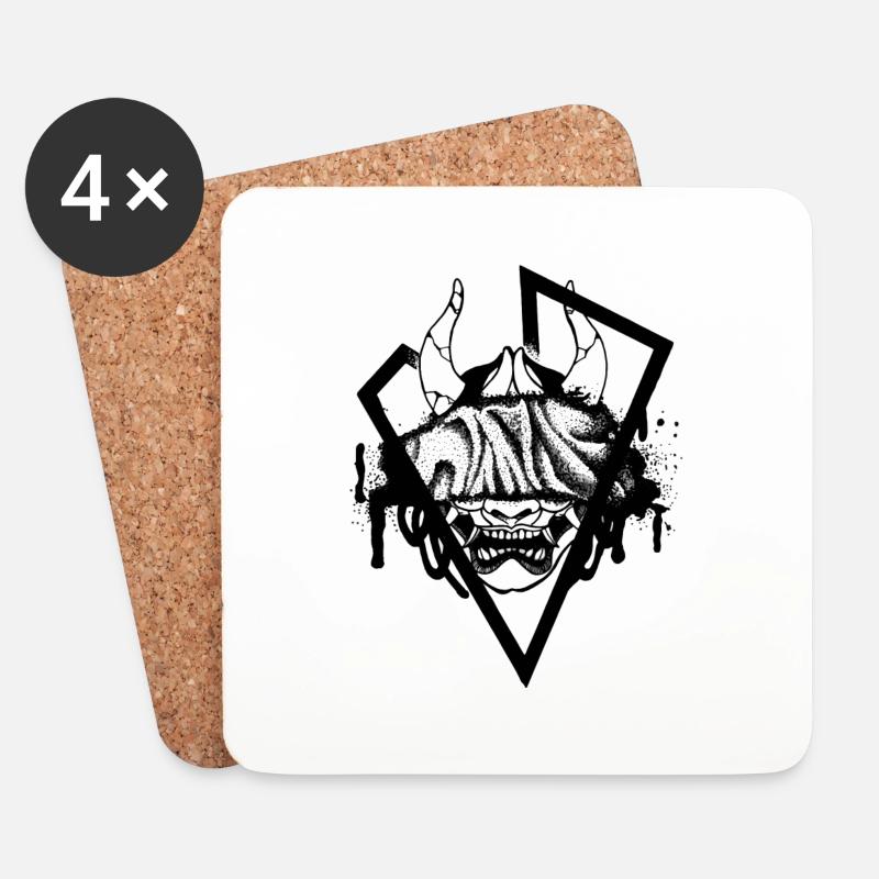 Oni Mask - Untersetzer (4er-Set) - Weiß