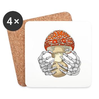 Champignon - Dessous de verre (lot de 4) - blanc - Devant