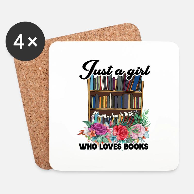 Buch Bücher studieren Ich mag und liebe Bücher. - Untersetzer (4er-Set) - Weiß