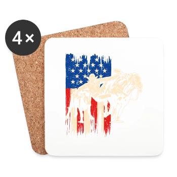 Patriotic Steer Wrestling American Flag - Untersetzer (4er-Set) - Weiß - Vorne