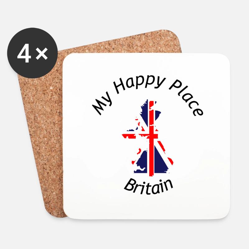 My happy place: Britain - Untersetzer (4er-Set) - Weiß