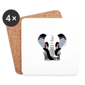 Little Elephant Cartoon Cute Adventure 10 - Coasters (set of 4) - white - Front
