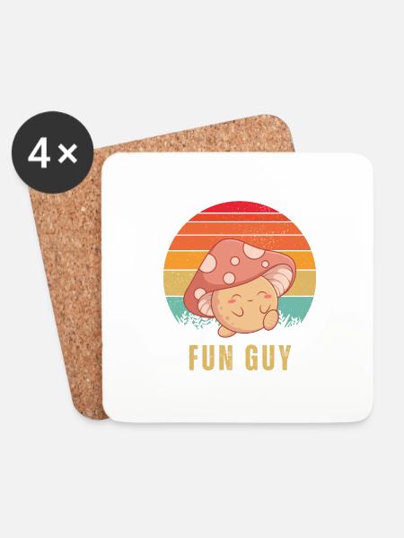 Fun Guy Retro Sunset - Coasters (set of 4) - white