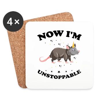 Conception de raton laveur pour opossum et rat marsupial - Dessous de verre (lot de 4) - blanc - Devant