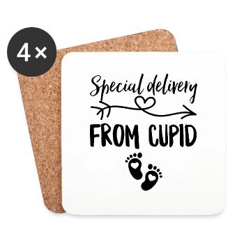 Livraison spéciale de Cupidon - Dessous de verre (lot de 4) - blanc - Devant