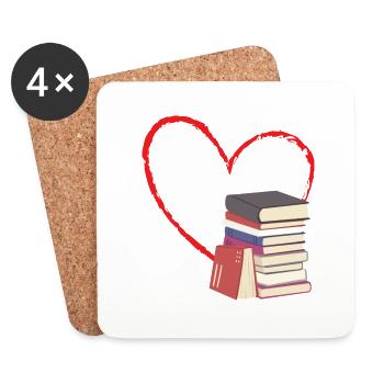 Books Are My Valentine - Coasters (set of 4) - white - Front