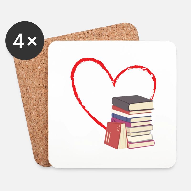 Bücher sind mein Valentinstag - Untersetzer (4er-Set) - Weiß