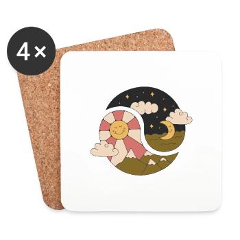 Le Soleil et la Lune sont un symbole d’une nature harmonieuse - Dessous de verre (lot de 4) - blanc - Devant