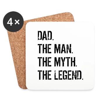 Papa la légende Cadeau noir - Dessous de verre (lot de 4) - blanc - Devant