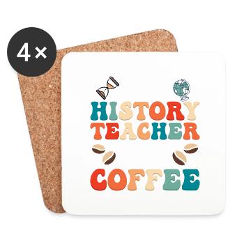 Half History Teacher Half Coffee Education Profes - Untersetzer (4er-Set) - Weiß - Vorne