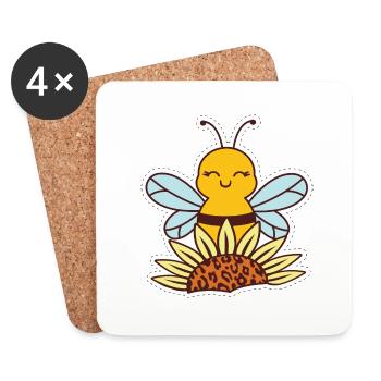 Bee Sticker Bee Bee Wasp - Coasters (set of 4) - white - Front