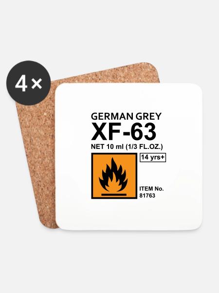 German Grey Color Label - Coasters (set of 4) - white