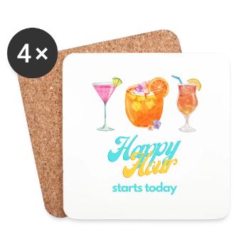 Happy Hour - Untersetzer (4er-Set) - Weiß - Vorne