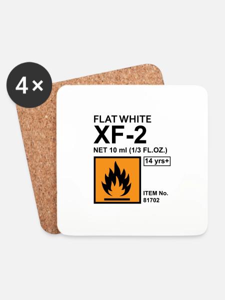 Flat White Color Label - Coasters (set of 4) - white