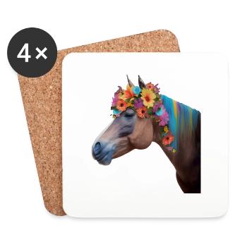 Juste une fille qui aime les chevaux et les fleurs. - Dessous de verre (lot de 4) - blanc - Devant