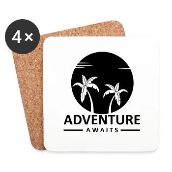 Adventure Travel Hiking Mountain - Coasters (set of 4) - white - Front