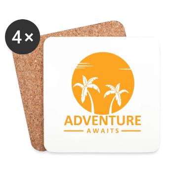 Adventure Travel Hiking Mountain - Coasters (set of 4) - white - Front