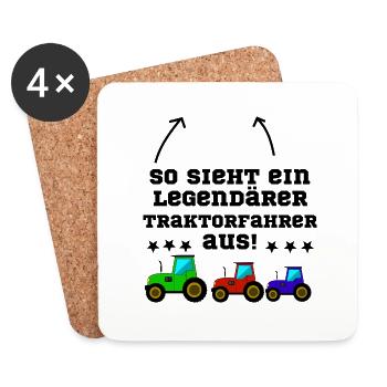 traktor fahren - Untersetzer (4er-Set) - Weiß - Vorne