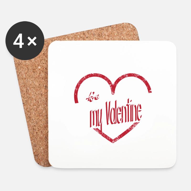 Sei mein Valentinstag - Untersetzer (4er-Set) - Weiß