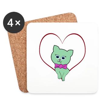 cat heart - Untersetzer (4er-Set) - Weiß - Vorne