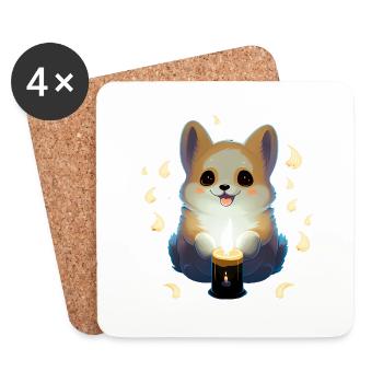 Corgi Fantôme - Dessous de verre (lot de 4) - blanc - Devant